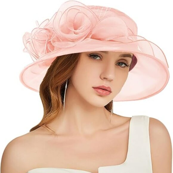 Pink Derby Church Fashion Hat Bridal Tea Party Wedding Horse Race Statement